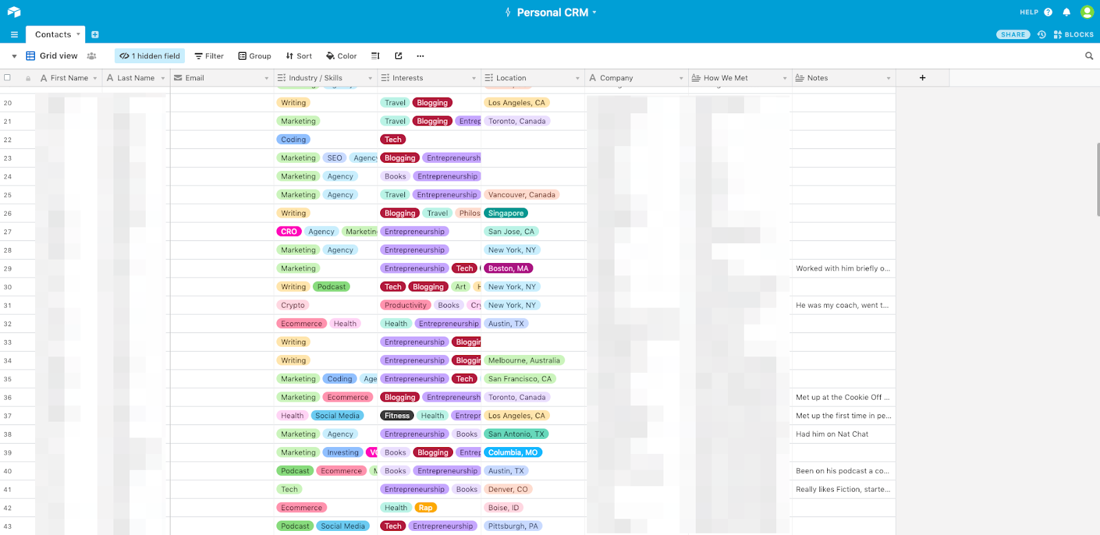 airtable personal crm database example