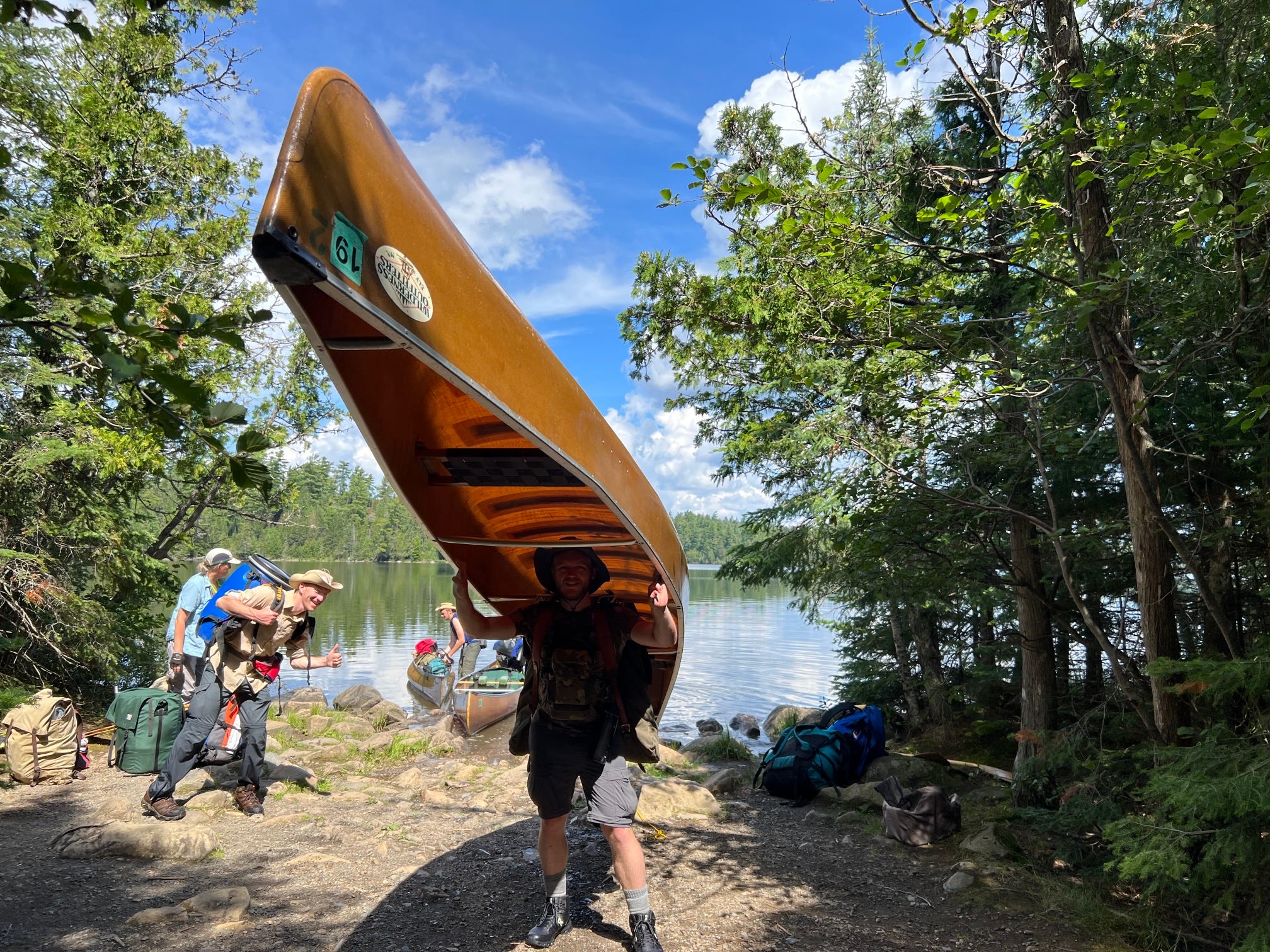 Me carrying a canoe on a different portage a few days later